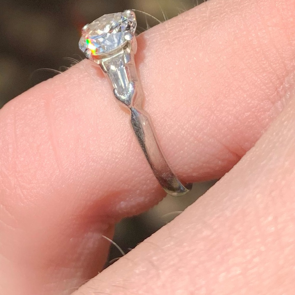 Vintage Platinum & Diamond Engagement Ring & wedding band